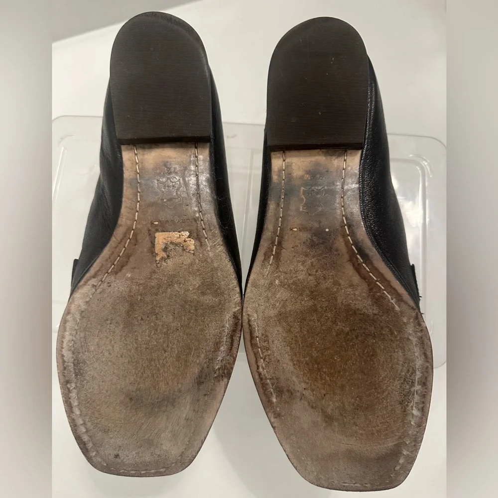 Tory Burch Black Leather Loafers with Gold and Brown Accents - Picture 12 of 15